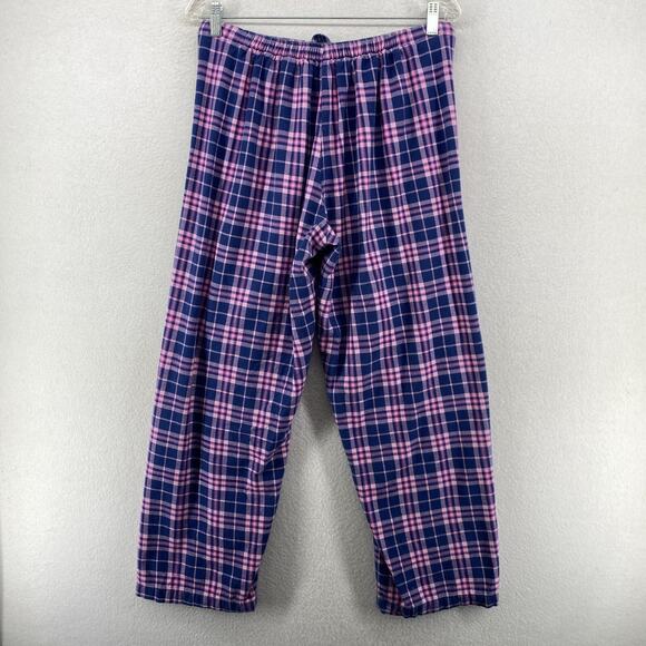 BONSOIR Pajama Set Womens M Flannel Brushed Cotton Plaid Shirt Pants Purple - Picture 9 of 14
